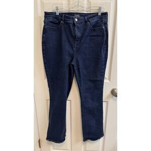 NYDJ Size 14 Billie Mini Bootcut Jeans Hip Zip Button 5 Button Dark Wash